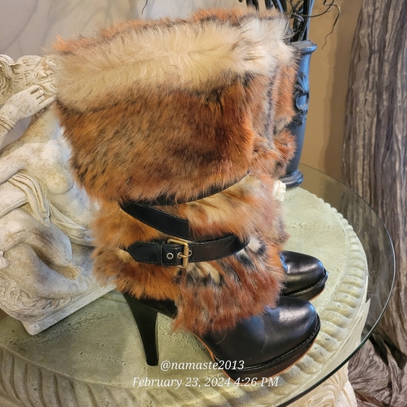 Ugg Foxly Leather Lamb Fur Boots Platform Luxury Designer S/N 1001320 NEW #728 - Picture 14 of 17